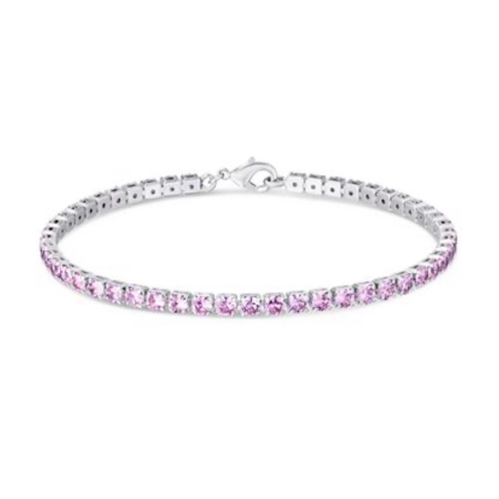 🌷4.78 CTW Pink Sapphire Tennis Bracelet Size 7”